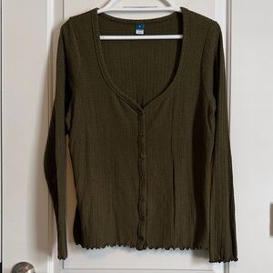 Old Navy Dark Green Pointelle Top